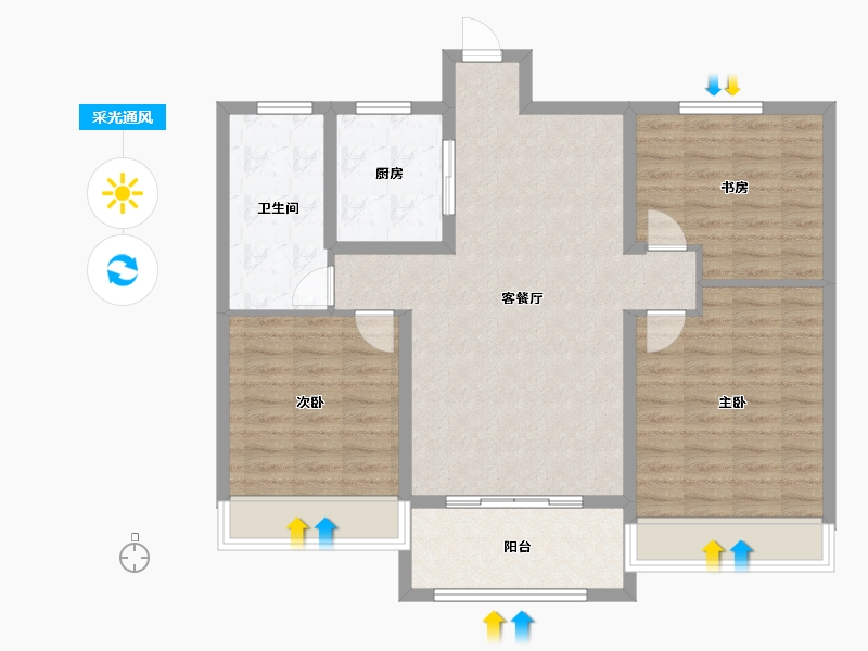 山东省-日照市-巴黎名城-95.20-户型库-采光通风