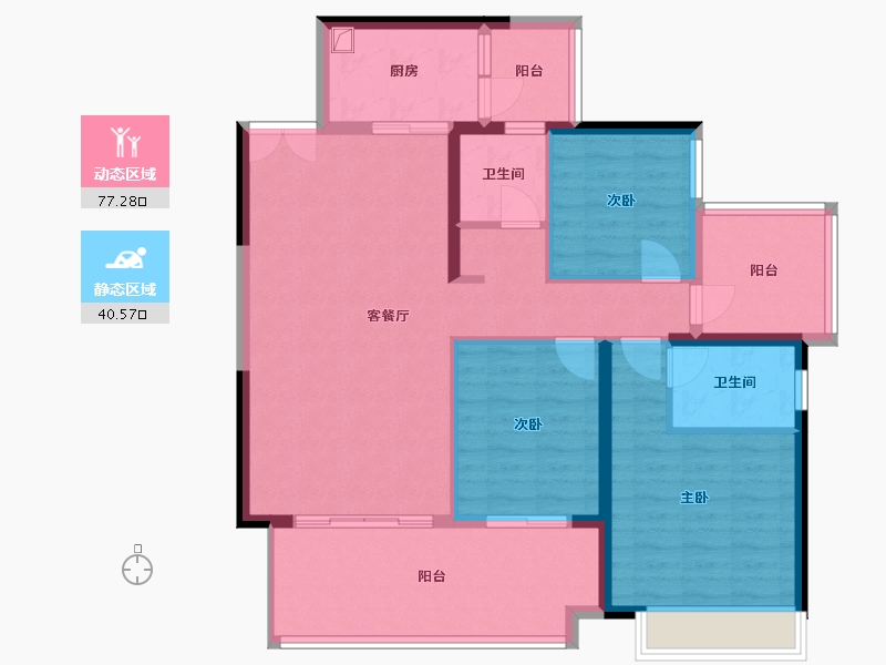 贵州省-贵阳市-云锦天章-104.18-户型库-动静分区