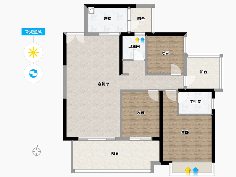 贵州省-贵阳市-云锦天章-104.18-户型库-采光通风