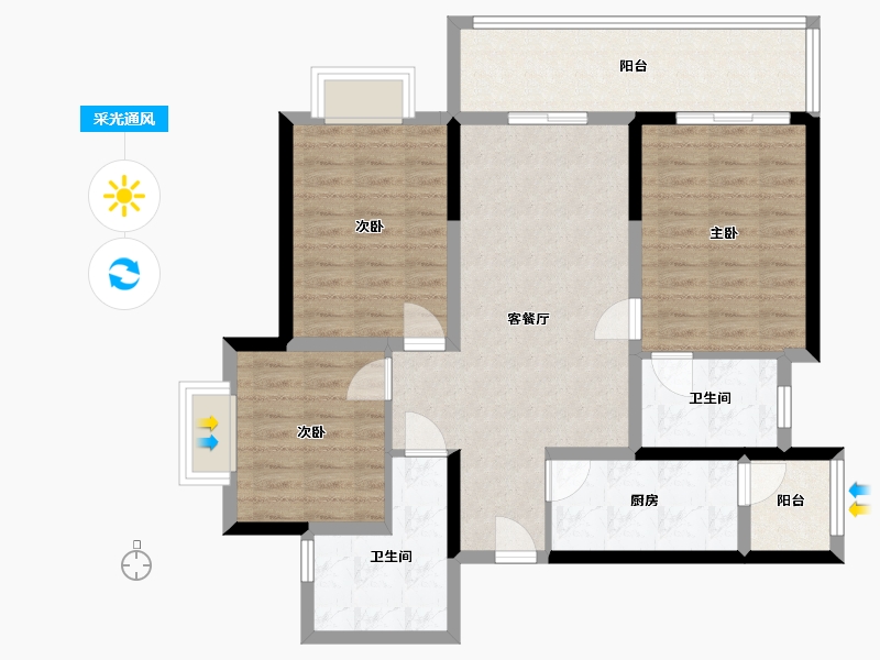 四川省-成都市-恒大天府半岛7期-98.00-户型库-采光通风