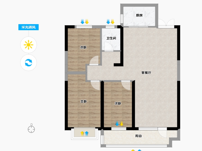 山东省-临沂市-创远金樾府-98.54-户型库-采光通风