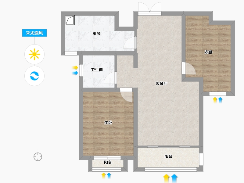 山西省-吕梁市-和熙家园三期-73.60-户型库-采光通风