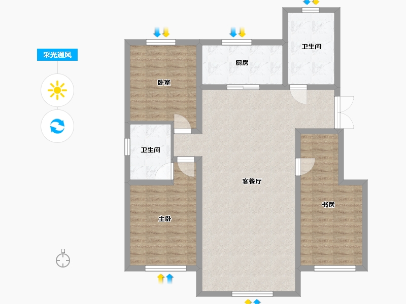 辽宁省-阜新市-泰达园-108.00-户型库-采光通风