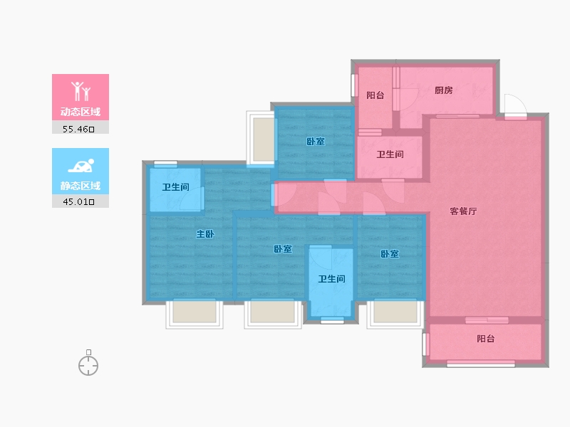 广东省-江门市-金洋金汇湾-107.10-户型库-动静分区