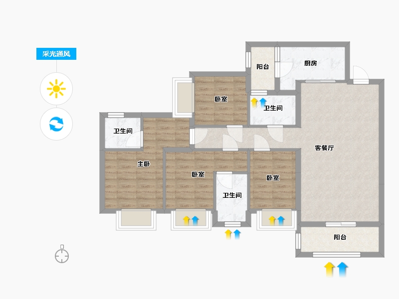 广东省-江门市-金洋金汇湾-107.10-户型库-采光通风