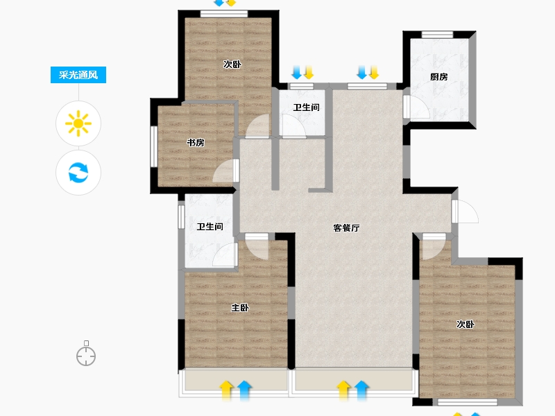 山东省-东营市-城市华府-112.80-户型库-采光通风