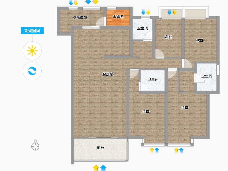 云南省-昆明市-怡泰A区-127.37-户型库-采光通风