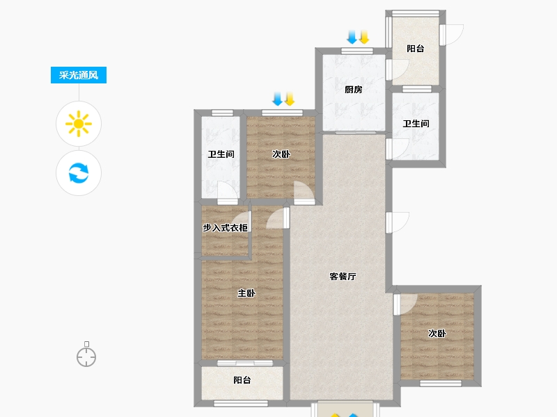 河北省-保定市-天鹅湖C区-108.80-户型库-采光通风