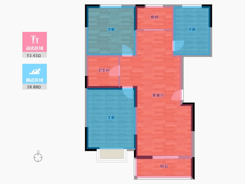 陕西省-渭南市-居苑二期-95.54-户型库-动静分区