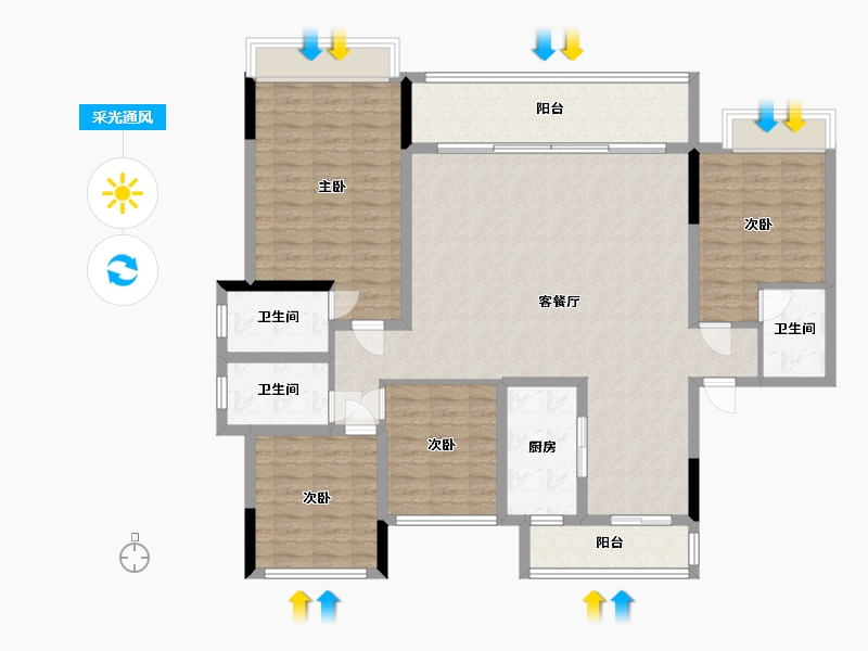 四川省-成都市-江湾府-170.16-户型库-采光通风