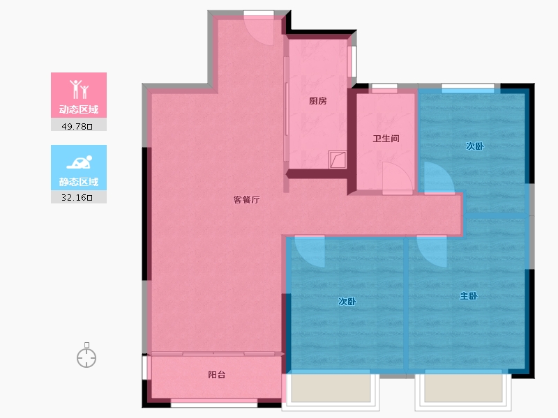 陕西省-西安市-陆港宁海湾-80.00-户型库-动静分区