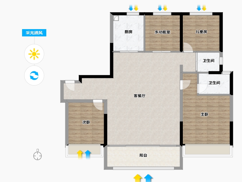 河南省-鹤壁市-凤起朝歌-125.00-户型库-采光通风