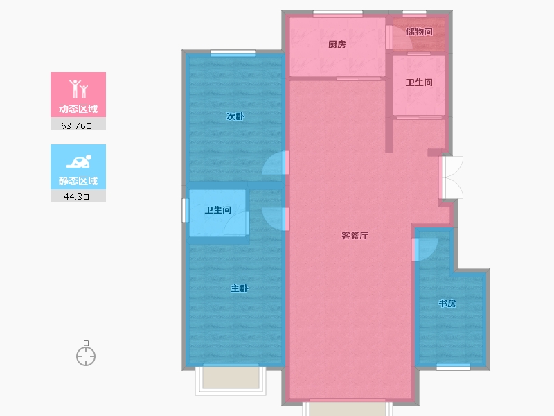 四川省-泸州市-龙宇幸福家园-101.98-户型库-动静分区