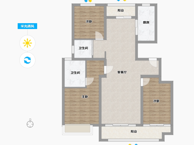 山东省-临沂市-学府花园-104.00-户型库-采光通风