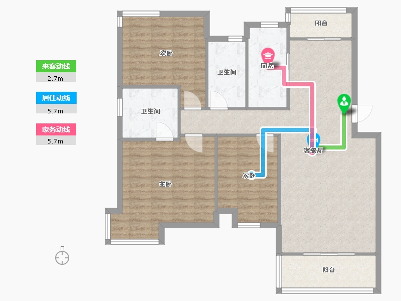 湖北省-武汉市-滨湖名邸一期-108.00-户型库-动静线