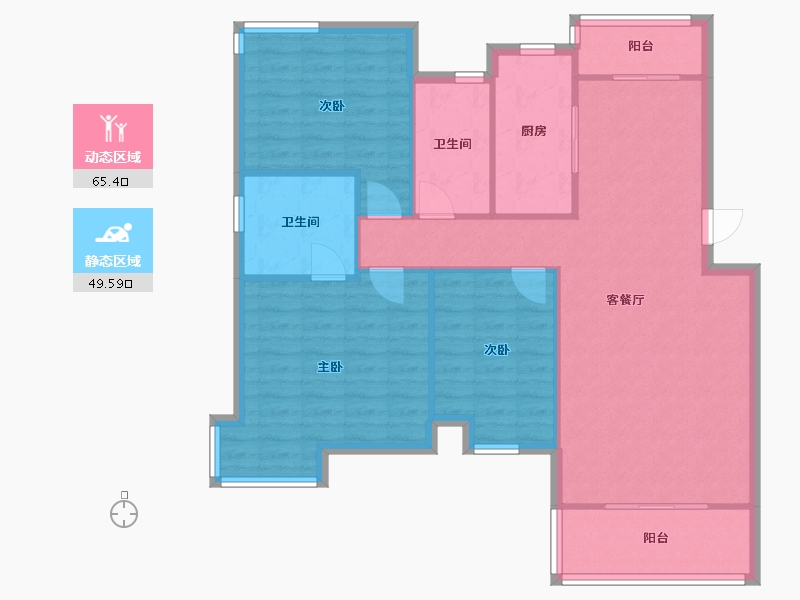 湖北省-武汉市-滨湖名邸一期-108.00-户型库-动静分区