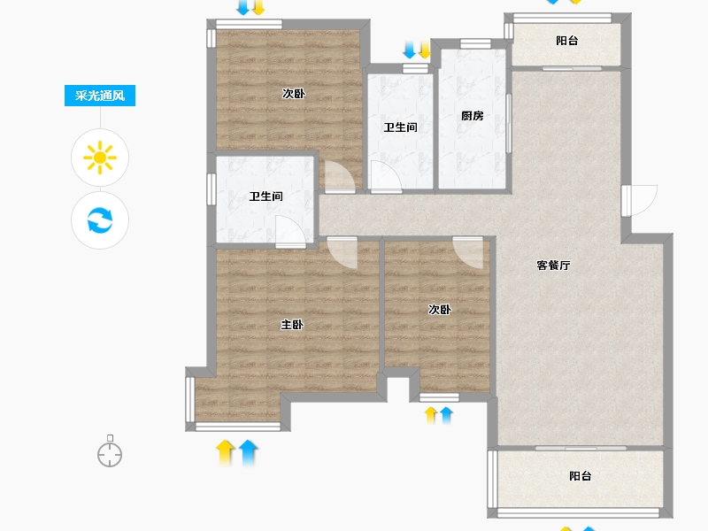 湖北省-武汉市-滨湖名邸一期-108.00-户型库-采光通风