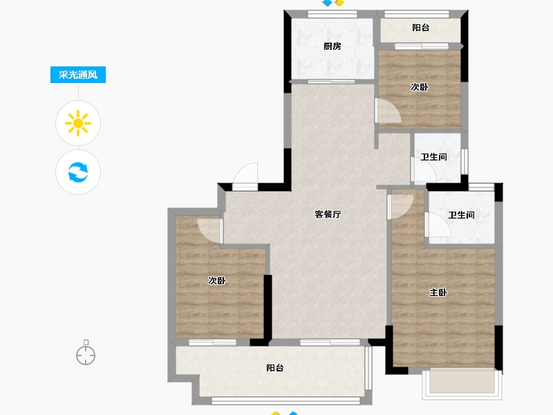 安徽省-铜陵市-公园道尊御-91.20-户型库-采光通风