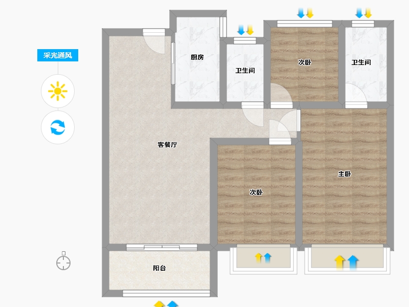 河南省-濮阳市-汇丰·剑桥城-83.78-户型库-采光通风