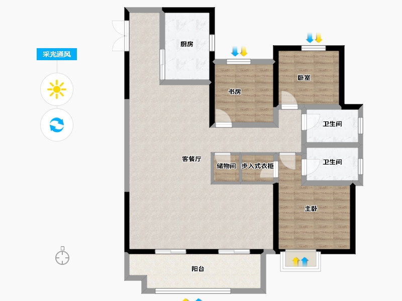 安徽省-六安市-舒城万达兰花园-112.82-户型库-采光通风