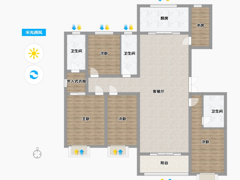 陕西省-宝鸡市-聚丰一城江山-153.00-户型库-采光通风