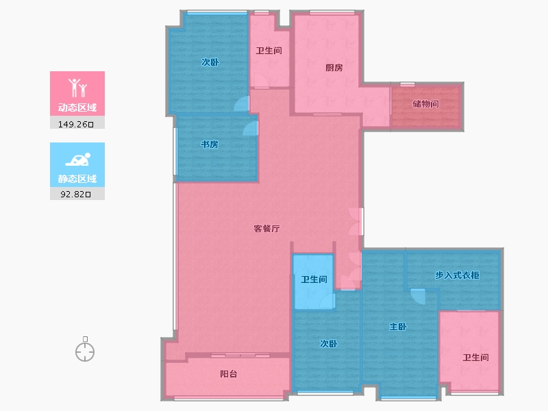 湖北省-武汉市-宸嘉100-224.00-户型库-动静分区