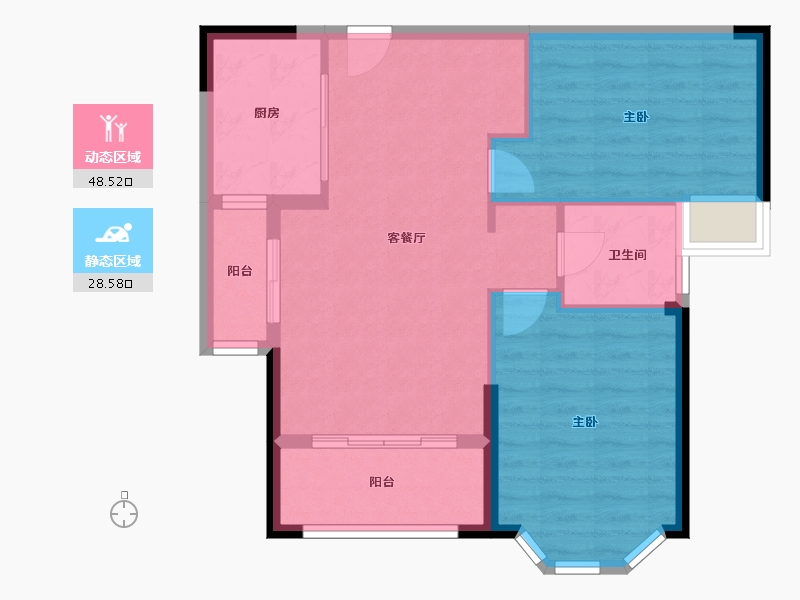 湖北省-咸宁市-塞纳河畔-71.71-户型库-动静分区