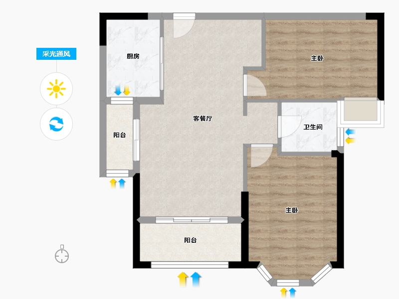 湖北省-咸宁市-塞纳河畔-71.71-户型库-采光通风