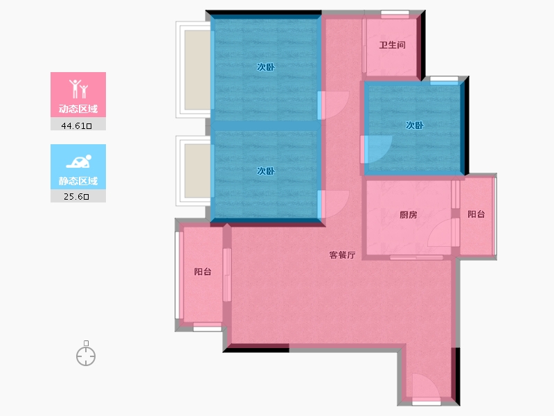 重庆-重庆市-格力两江总部公园-66.85-户型库-动静分区