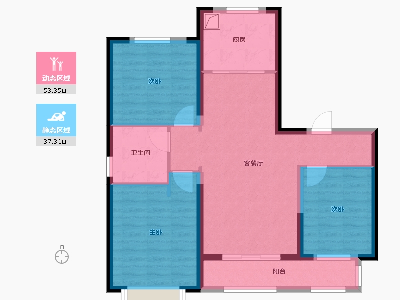 河北省-唐山市-翡翠观唐-95.20-户型库-动静分区