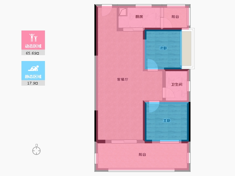 云南省-昆明市-远达翡翠台-69.60-户型库-动静分区