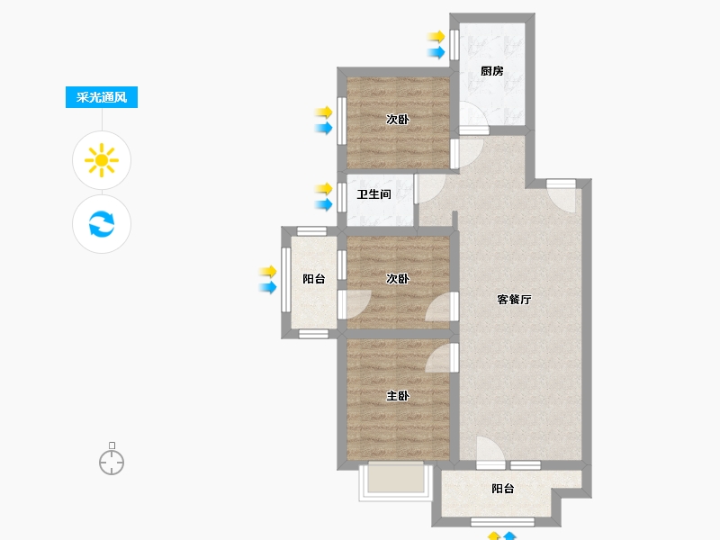 河北省-石家庄市-长安金茂悦-76.80-户型库-采光通风