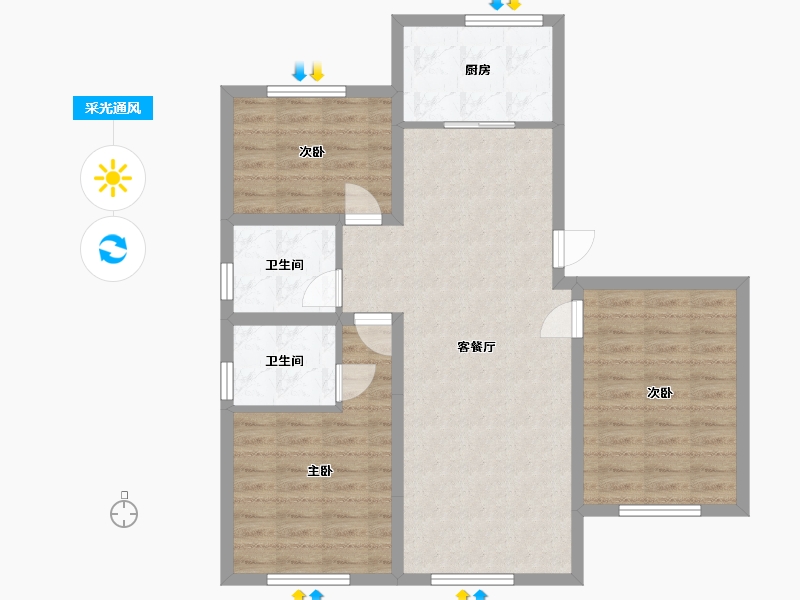 河北省-唐山市-睿德佳苑-96.50-户型库-采光通风