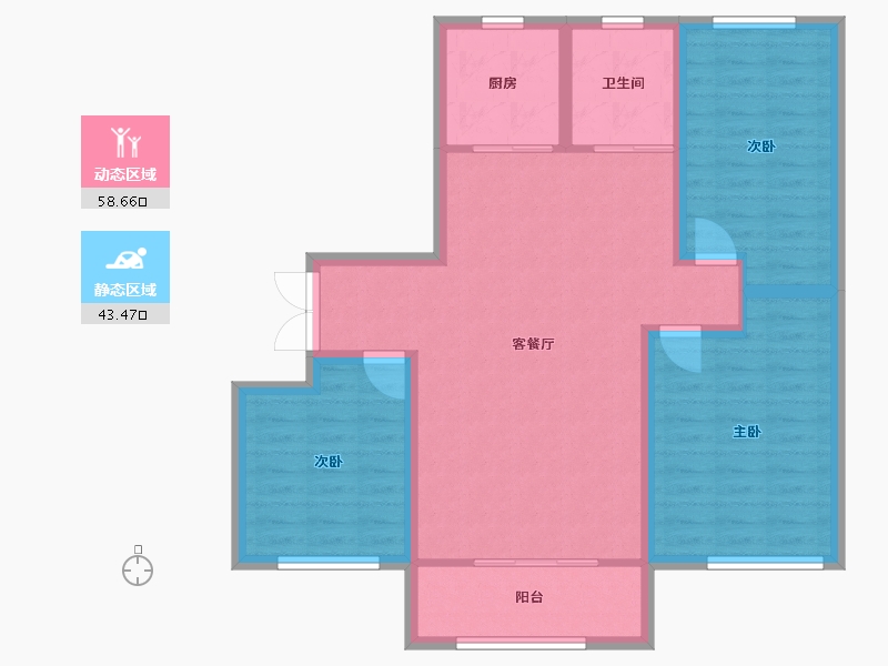 新疆维吾尔自治区-伊犁哈萨克自治州-朝阳新城-106.00-户型库-动静分区