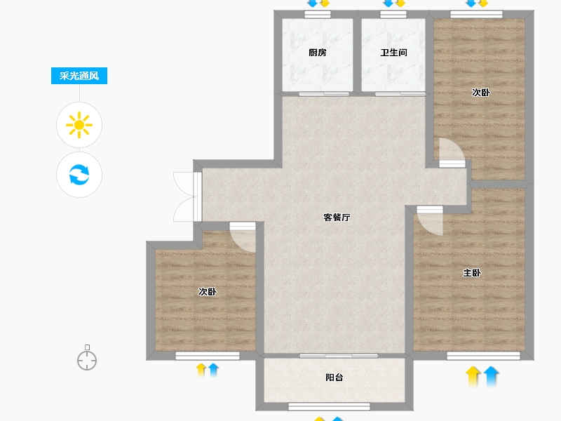 新疆维吾尔自治区-伊犁哈萨克自治州-朝阳新城-106.00-户型库-采光通风