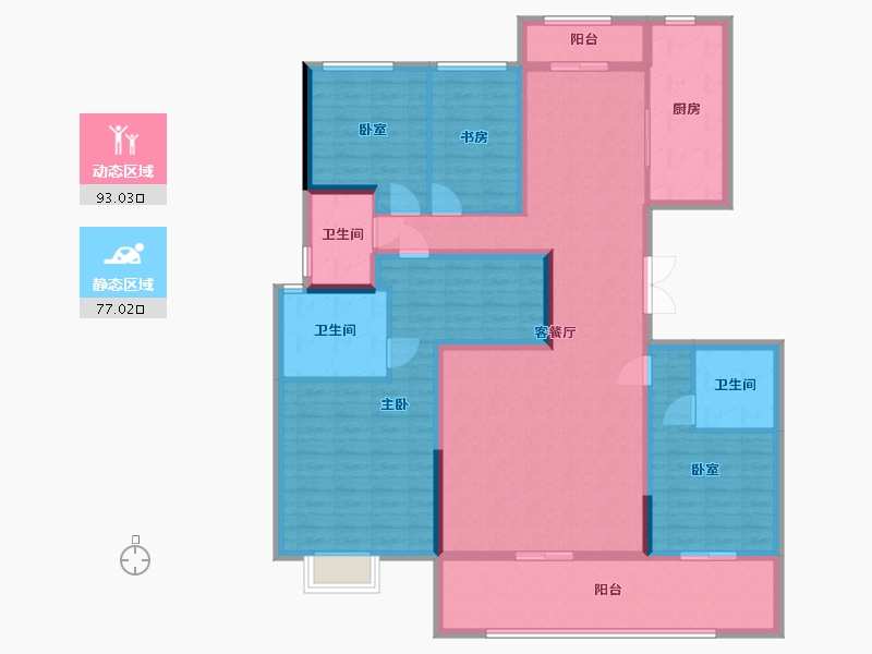 河南省-郑州市-碧桂园豫府-153.60-户型库-动静分区