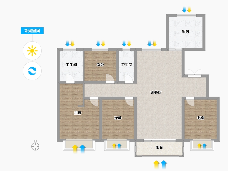 河北省-唐山市-宏泰逸居-128.00-户型库-采光通风