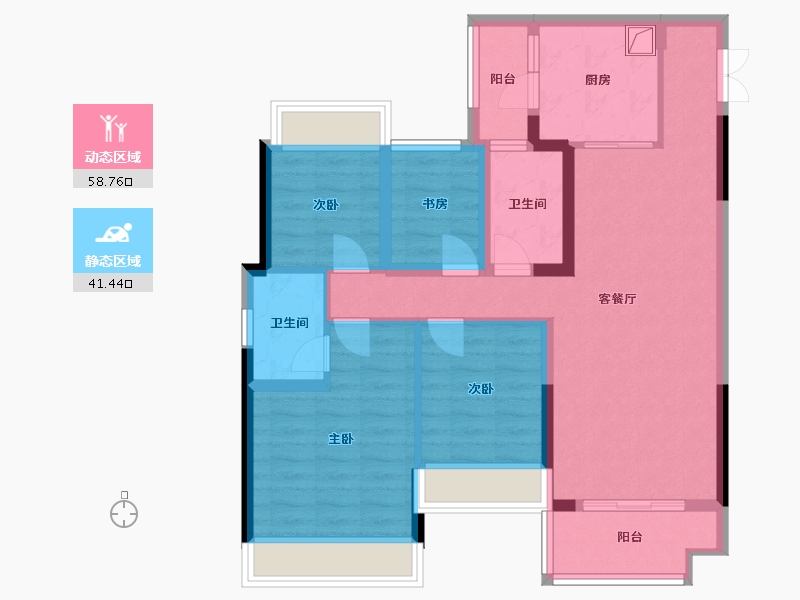 广东省-佛山市-佛山杏坛诚湾悦府-95.20-户型库-动静分区