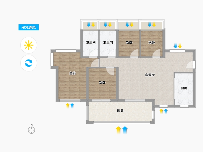 广东省-广州市-黄埔新城-83.99-户型库-采光通风