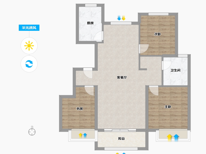 山东省-枣庄市-鸿鑫润景-89.14-户型库-采光通风