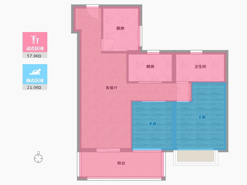 湖北省-孝感市-望度山月-76.80-户型库-动静分区