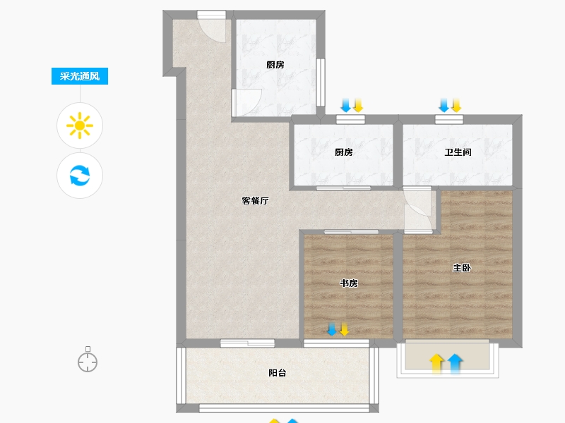 湖北省-孝感市-望度山月-76.80-户型库-采光通风