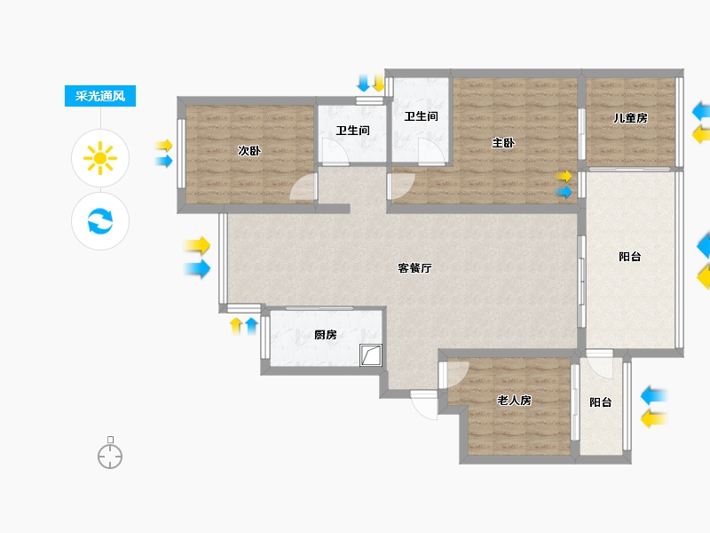 江西省-赣州市-森林花园-106.40-户型库-采光通风