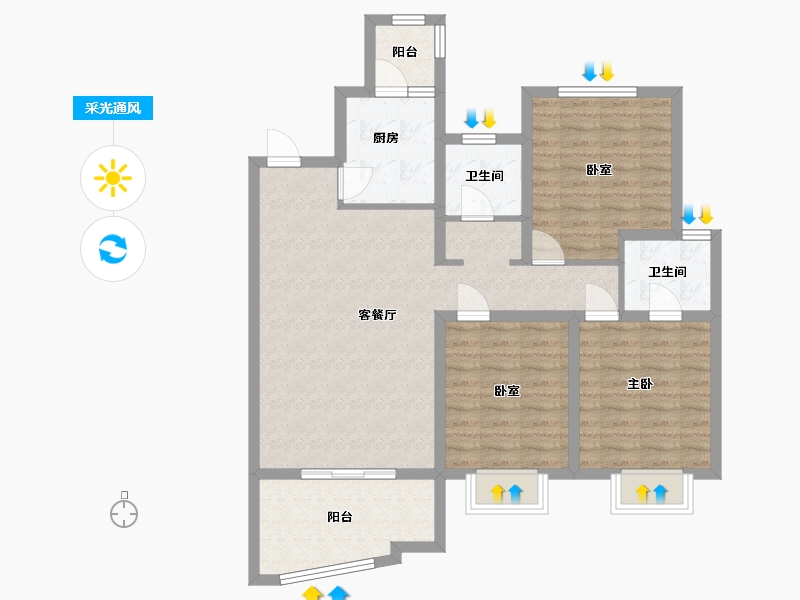 上海-上海市-同济北苑-97.60-户型库-采光通风