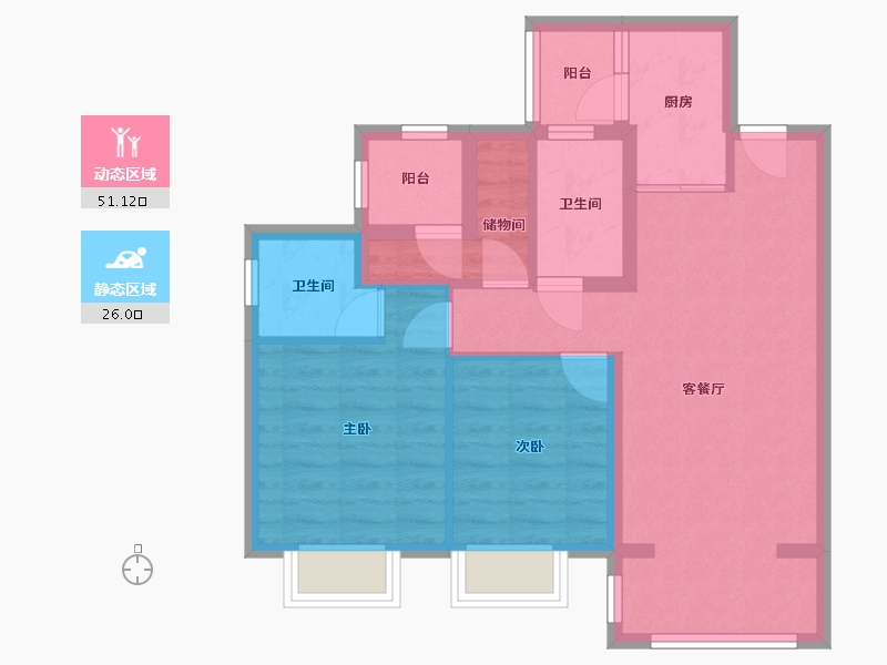 四川省-自贡市-绿地新里城-71.81-户型库-动静分区