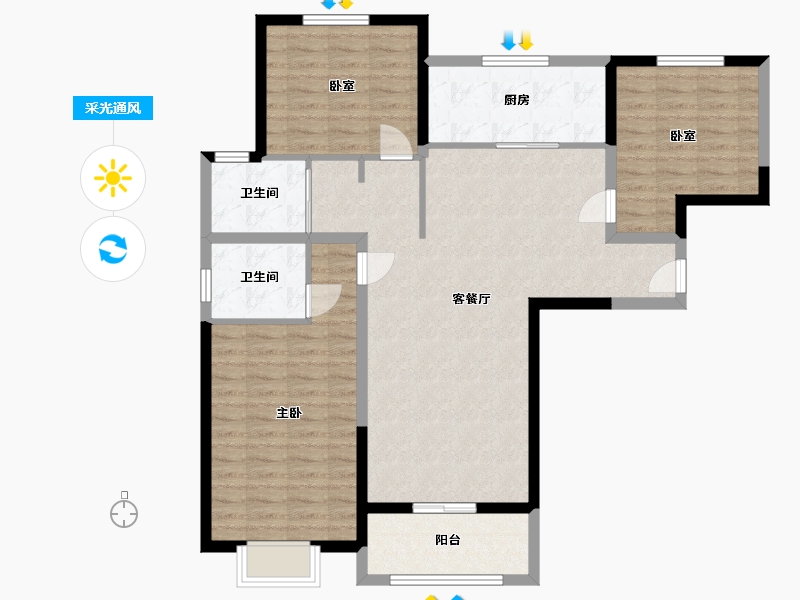 河南省-郑州市-岳岗社区-108.00-户型库-采光通风