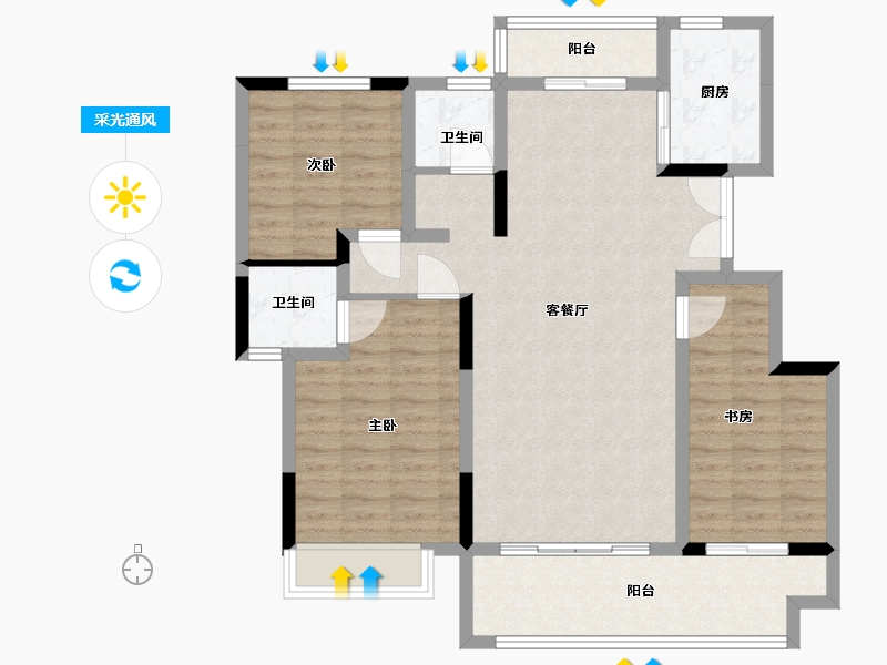 河南省-鹤壁市-浩元如意府-101.28-户型库-采光通风