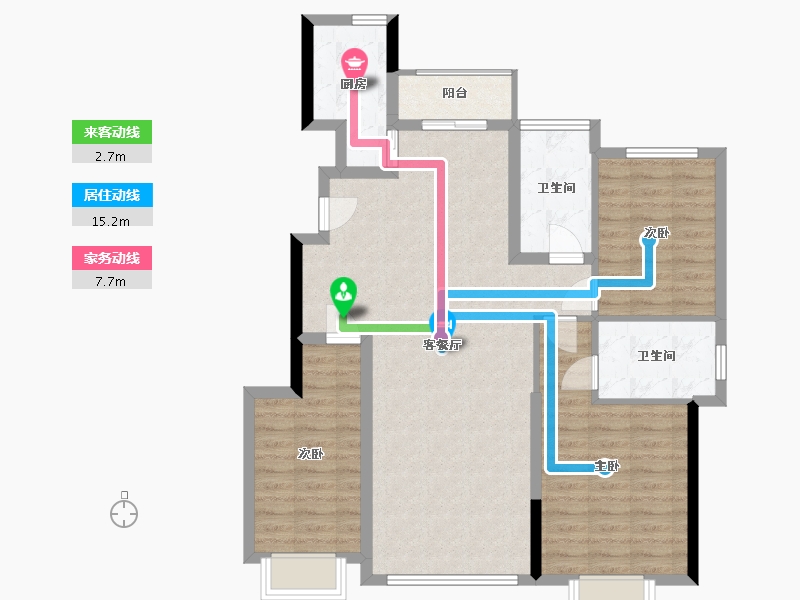 辽宁省-抚顺市-恒大养生谷-106.32-户型库-动静线