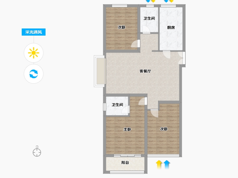 山东省-菏泽市-东大佳苑-93.00-户型库-采光通风