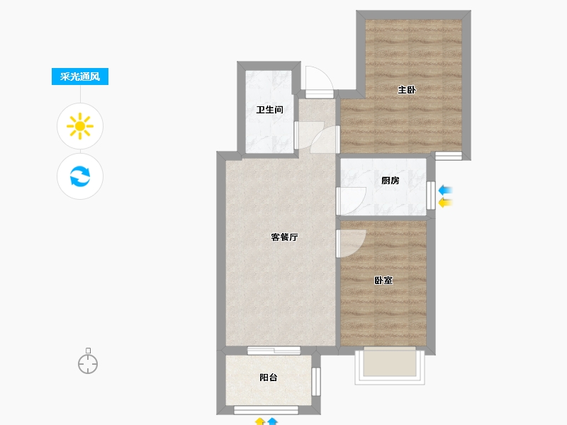 河北省-唐山市-学院一号-51.00-户型库-采光通风